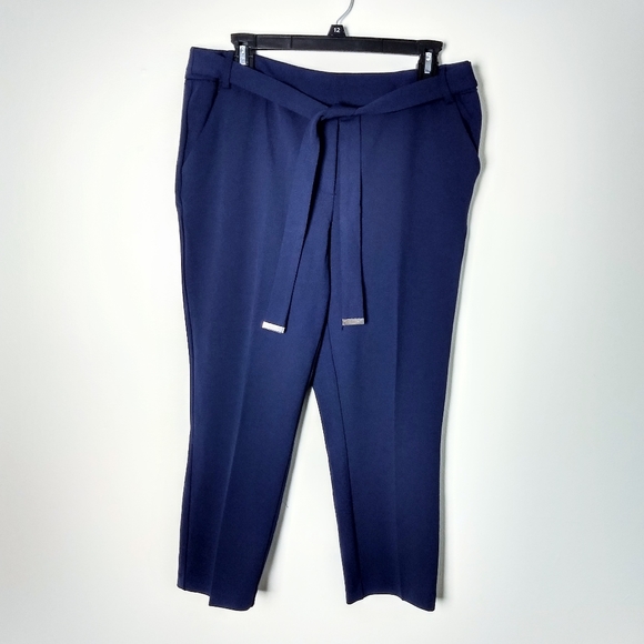 Cato Pants - Cato Navy Blue Dress Slacks w/ Attached Belt